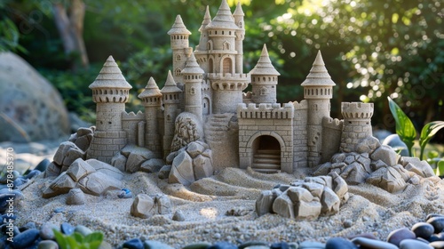Detailed Sandcastle with Towers and an Entrance