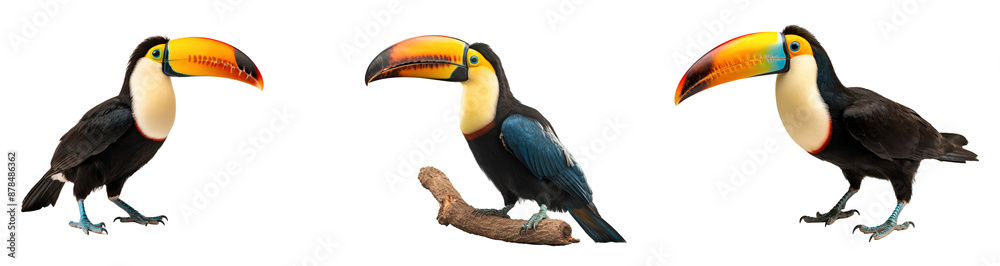 Fototapeta premium Set of Toucan birds isolated on white background