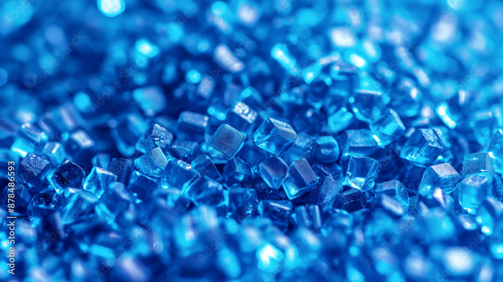 Close-up view of vibrant blue crystals, emphasizing their geometric shapes and sparkle. Close-up view of vibrant blue crystals, emphasizing their geometric shapes and sparkle.