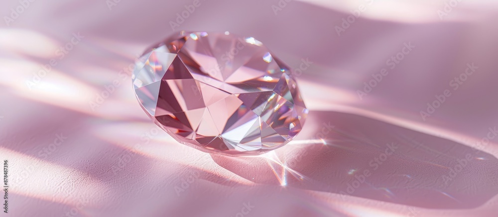 Copy space image of a diamond on a soft pink background. Copy space image of a diamond on a soft pink background.