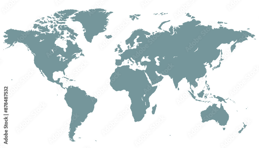 World map. Grey modern vector map. Silhouette map. World map. Grey modern vector map. Silhouette map.