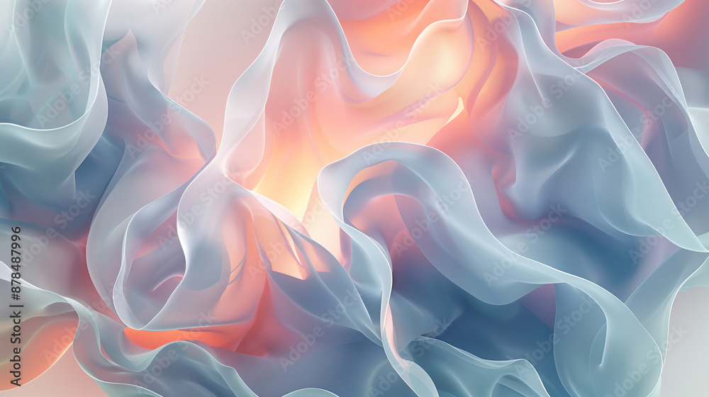 Obraz premium 3d grey, green and orange organic shapes forming a nice background. Muted colors