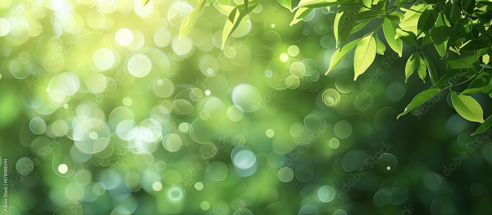 Fototapeta premium Blurry background featuring fresh green nature elements, ideal for a copy space image.