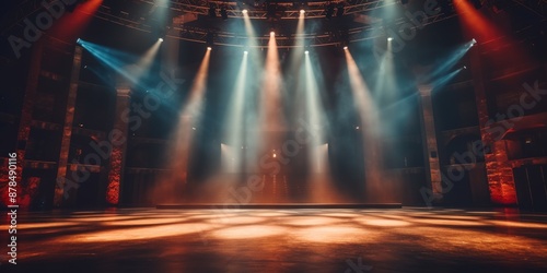 Stage Lighting ,Empty stage with spotlight illuminated the stage, Theater stage with light 