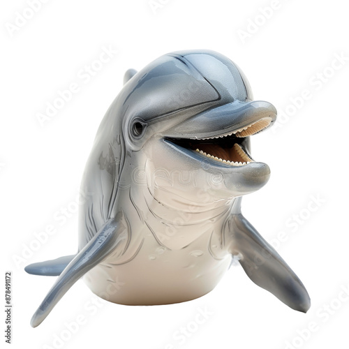 Charming Smiling Dolphin: Cute and Funny Illustration Isolated on transparent  Background, PNG file photo