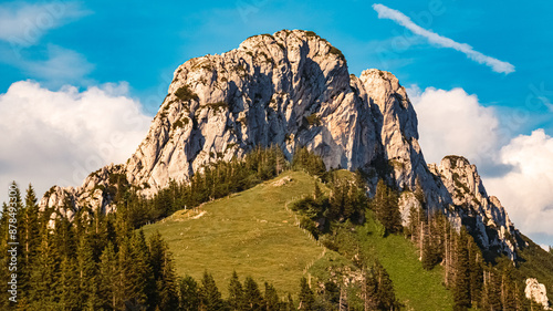 Alpine summer view at Mount Kampenwand, Aschau, Chiemgau, Rosenheim, Bavaria, Germany photo