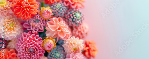 Wallpaper Mural Close-up of vibrant, colorful flowers arranged together against a soft gradient background, showcasing natural beauty and intricate petals. Torontodigital.ca