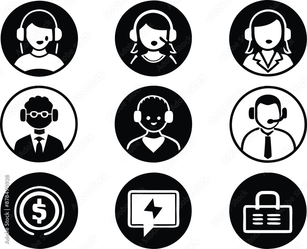 set of Customer service and support icon. support, service, help, business, customer, technology, call, online, contact set of Customer service and support icon. support, service, help, business, customer, technology, call, online, contact