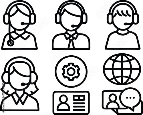 set of Customer service and support icon. support, service, help, business, customer, technology, call, online, contact