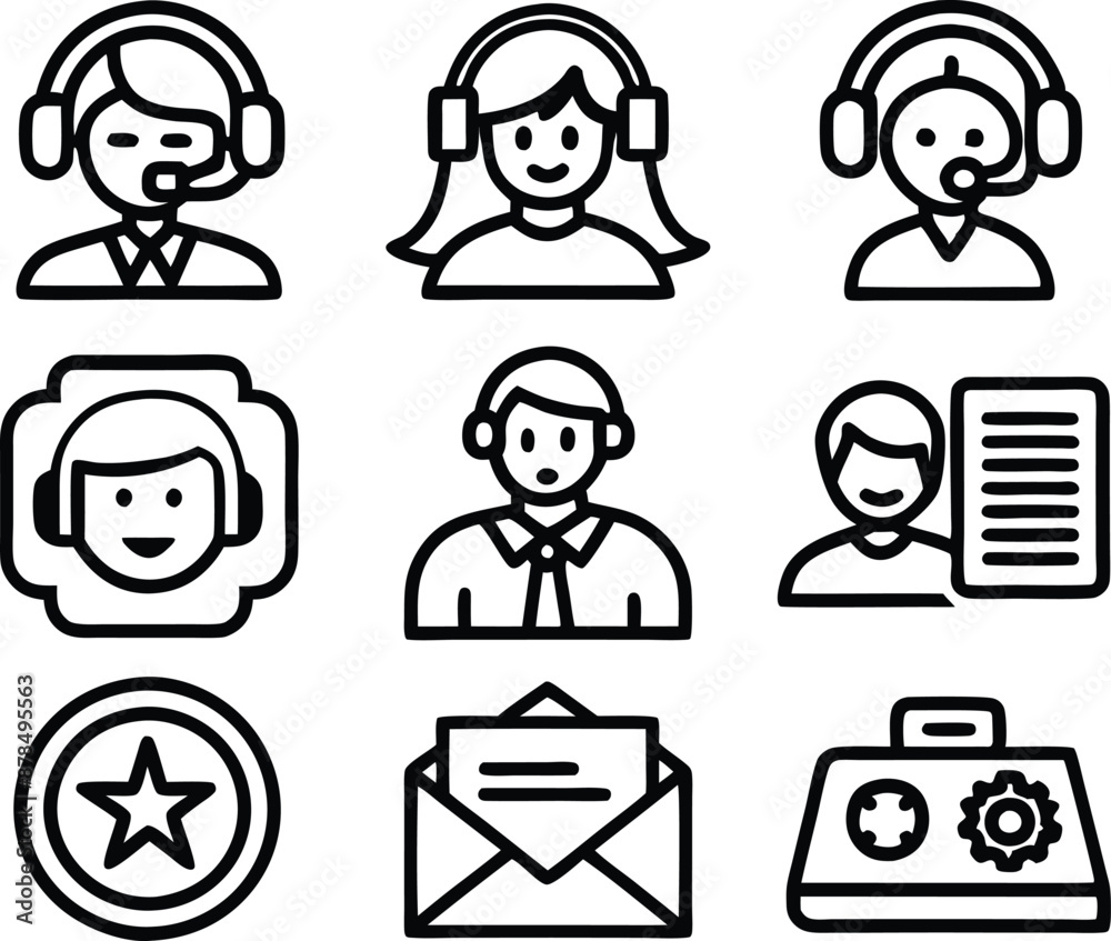set of Customer service and support icon. support, service, help, business, customer, technology, call, online, contact set of Customer service and support icon. support, service, help, business, customer, technology, call, online, contact