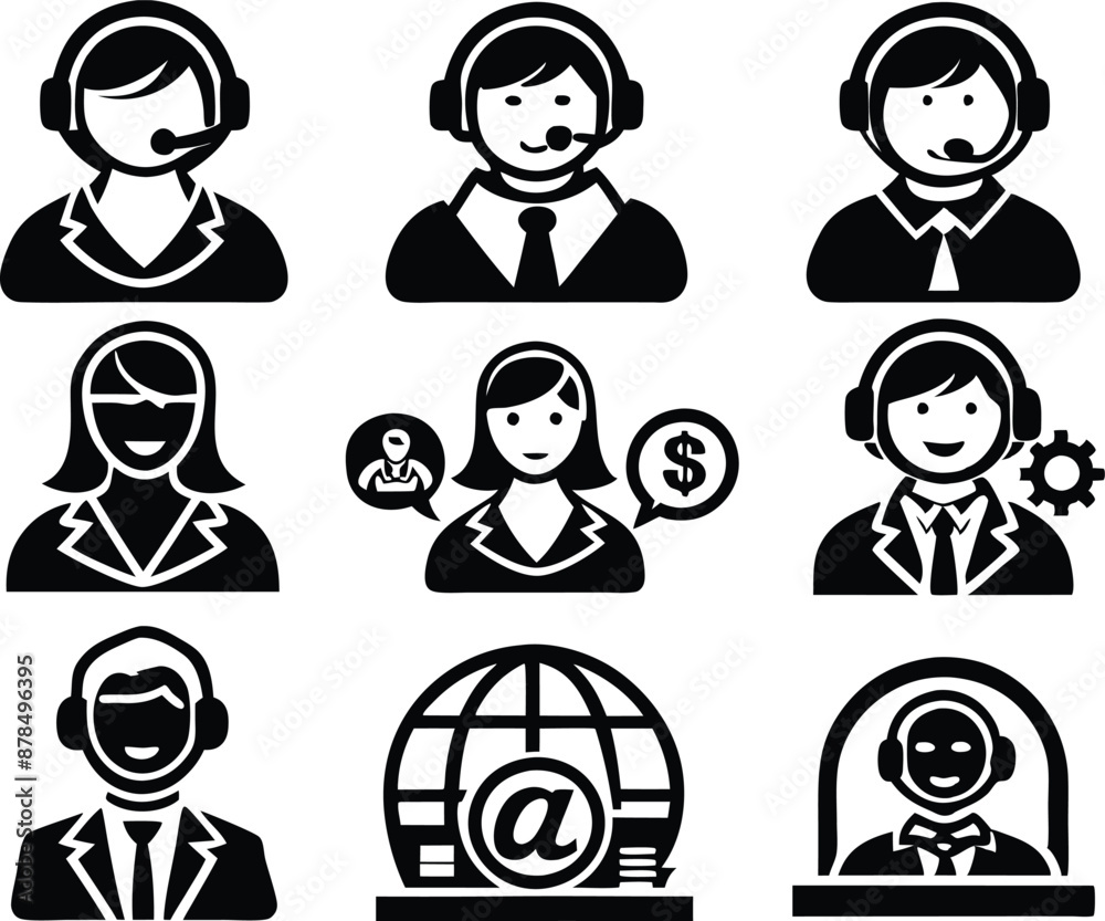 set of Customer service and support icon. support, service, help, business, customer, technology, call, online, contact set of Customer service and support icon. support, service, help, business, customer, technology, call, online, contact