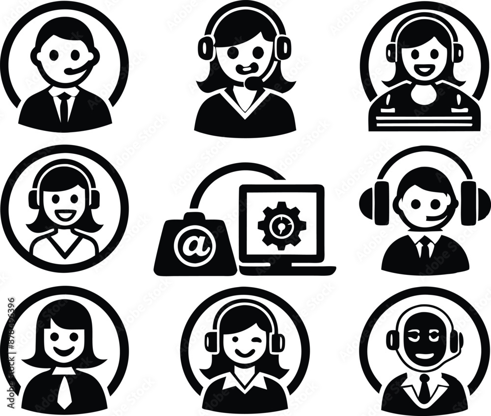 set of Customer service and support icon. support, service, help, business, customer, technology, call, online, contact set of Customer service and support icon. support, service, help, business, customer, technology, call, online, contact