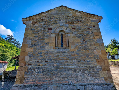 San Andres de Valdebarcena romanic church, founded in 1189, Villaviciosa, Asturias, Spain photo