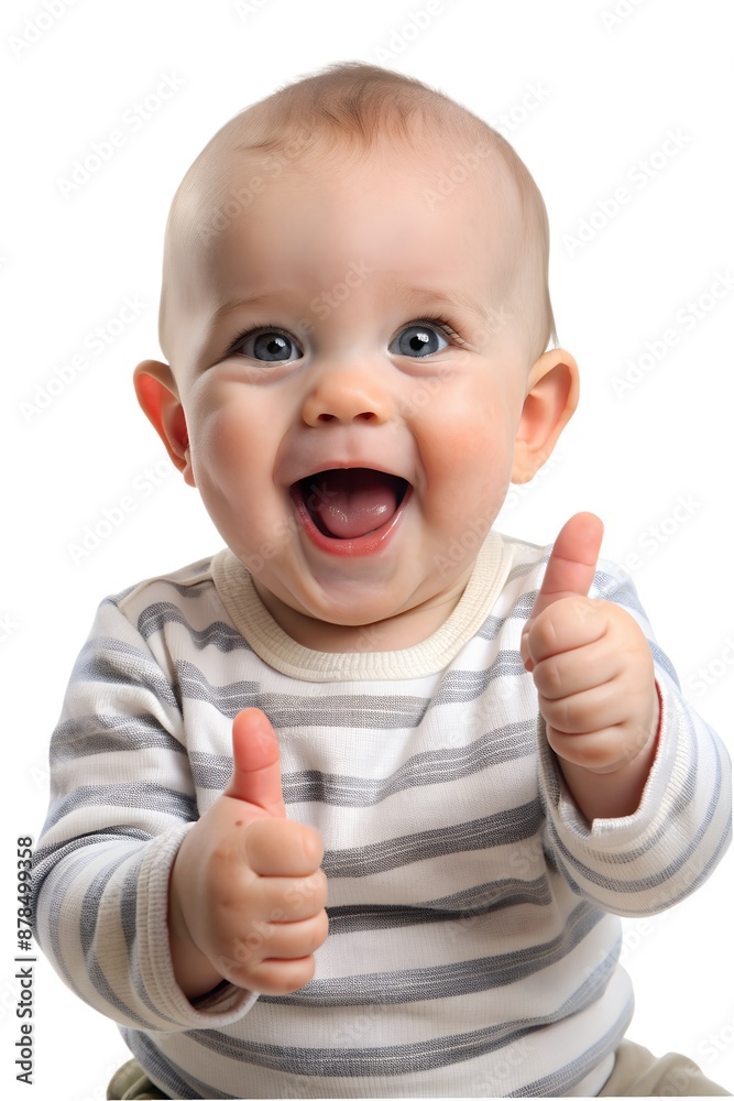 Cute Baby happy raising thumb up in png transparent background Stock ...