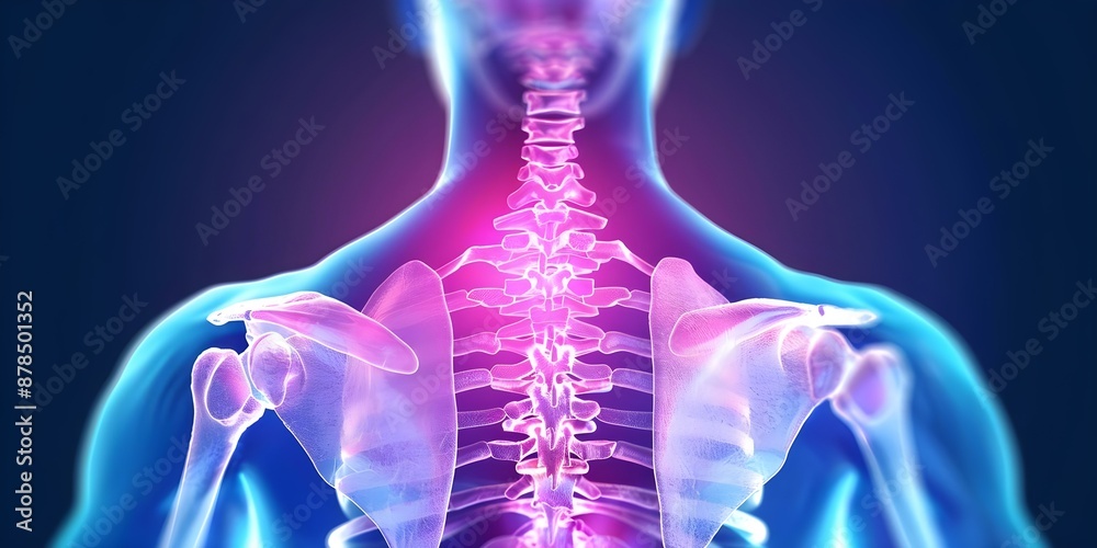3D illustration of painful shoulder joints frozen shoulder and impingement. Concept Medical