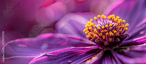 Macro shot of a Coreopsis flower with intricate details, suitable as a copy space image. photo