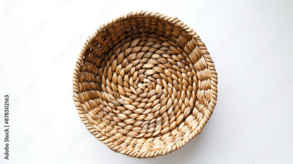 Round woven basket on a white background Round woven basket on a white background