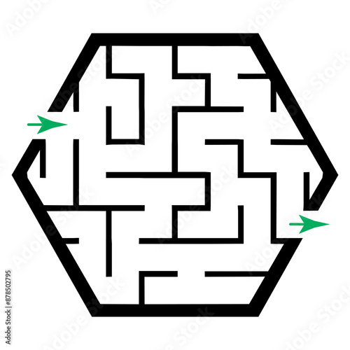 Illustration with simple labyrinth, maze conundrum for kids. Baby puzzle with entry and exit. Children riddle game.