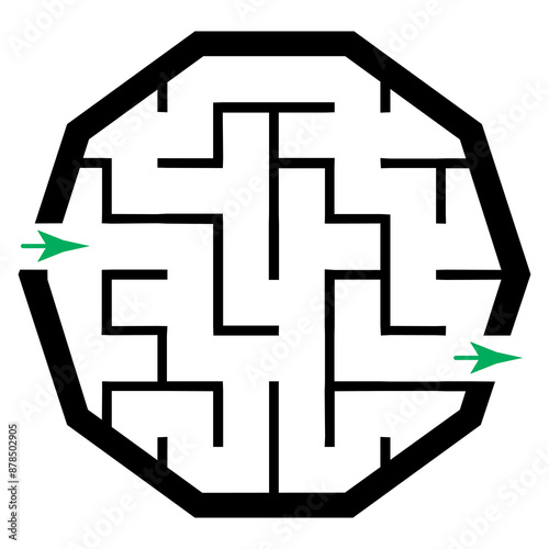 Illustration with simple labyrinth, maze conundrum for kids. Baby puzzle with entry and exit. Children riddle game.