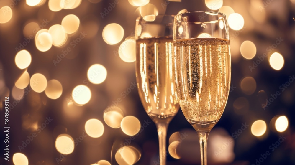 Two champagne glasses with a background of lights Two champagne glasses with a background of lights