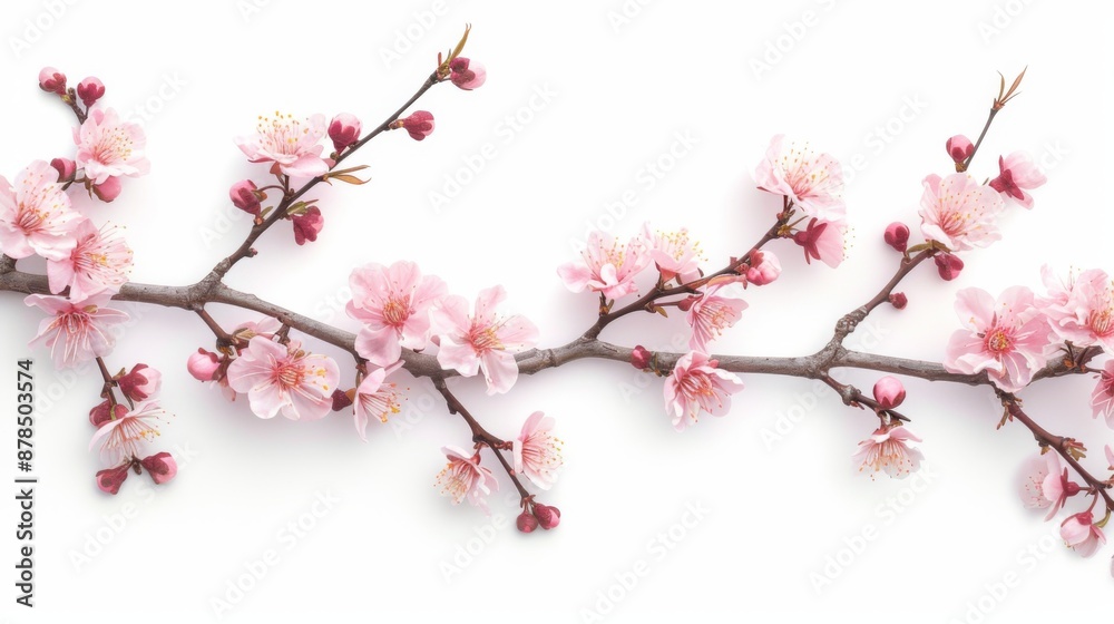 Blooming sakura branches isolated on a white background Blooming sakura branches isolated on a white background