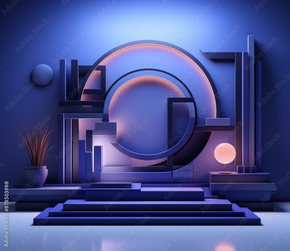 A sleek, futuristic podium with a glowing neon circle in the background, perfect for showcasing products or presenting awards. A sleek, futuristic podium with a glowing neon circle in the background, perfect for showcasing products or presenting awards.