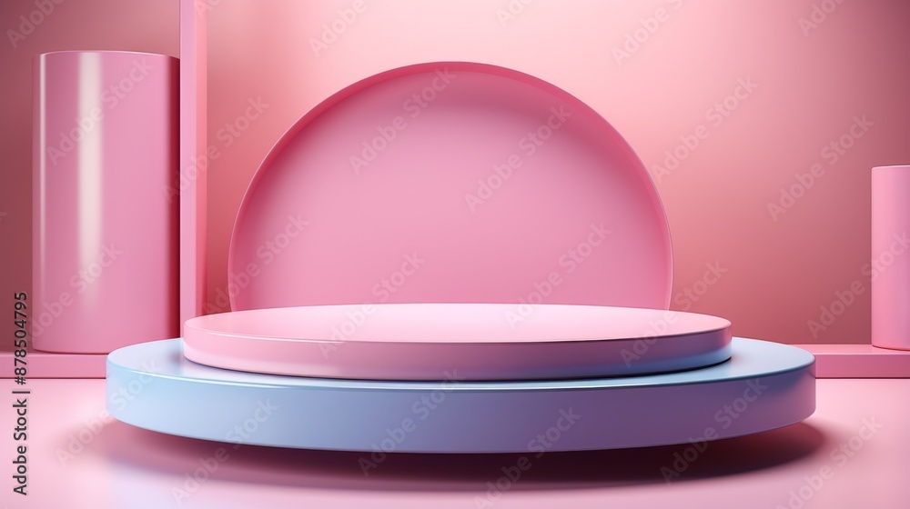 Abstract Pink and Blue Cylindrical Shapes for Product Display Abstract Pink and Blue Cylindrical Shapes for Product Display