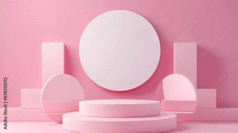 Pink Geometric Abstract Minimalist 3D Render