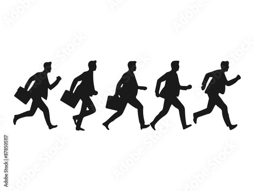 businessmen in a suit running fast silhouettes.