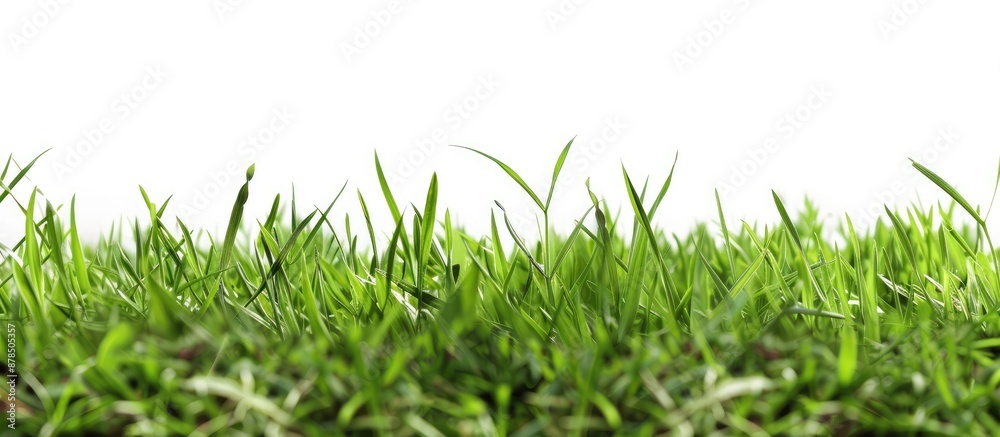 Shallow depth of field photograph of green grass on a white background with copy space image. Shallow depth of field photograph of green grass on a white background with copy space image.