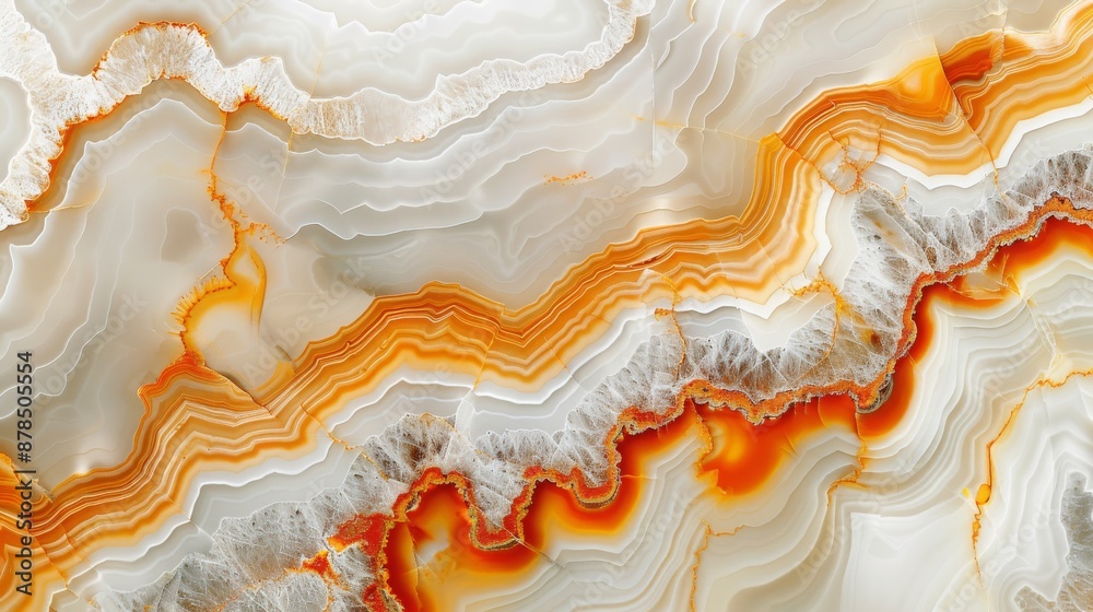 Onyx Marble Surface: White and Orange Natural Patterns - Elegant Soft Stone Design Background