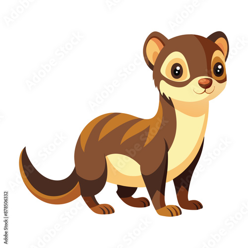 Illustration of cute weasel isolated on white