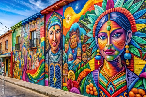 a colorful mural on a wall in a street a colorful mural on a wall in a street street art mural capturing local culture, capturing, culture, wall, mural, street, local, wall, colorful © in
