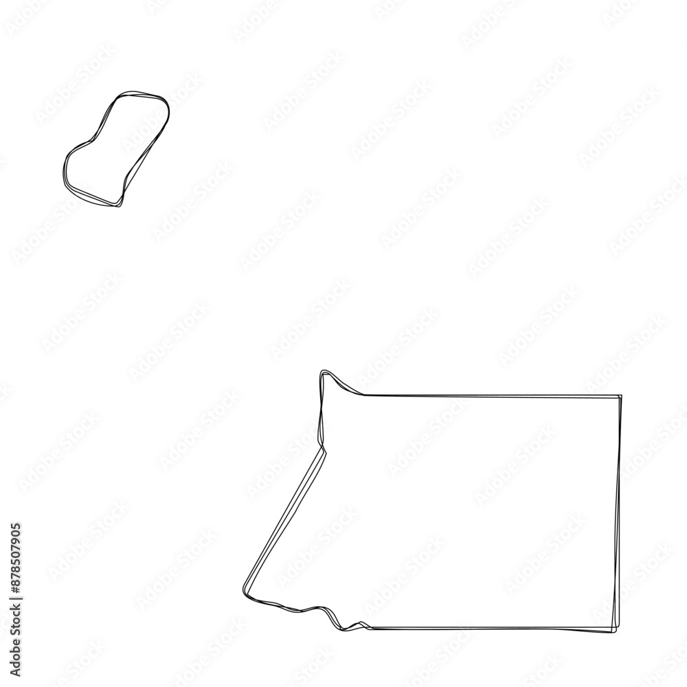 Equatorial Guinea country simplified map.Thin triple pencil sketch outline isolated on white background. Simple vector icon Equatorial Guinea country simplified map.Thin triple pencil sketch outline isolated on white background. Simple vector icon
