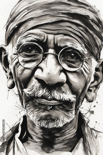 Illustration of Mohandas Karamchand Gandhi or Mahatma Gandhi