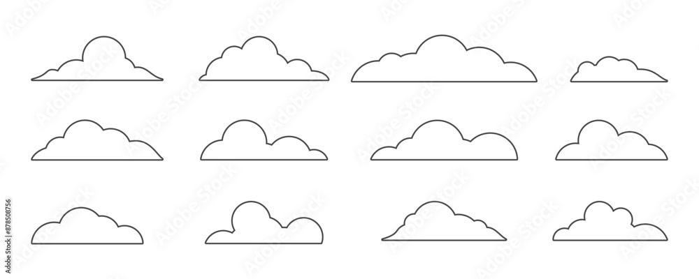 Vector clouds, cloud icon set, cloud shapes, cloud illustration, editable cloud line icon Vector clouds, cloud icon set, cloud shapes, cloud illustration, editable cloud line icon