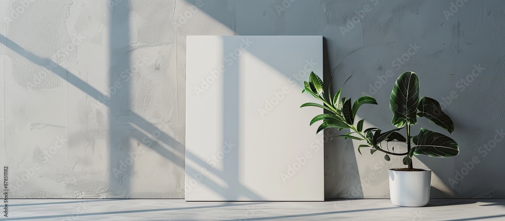 Replace your mockup design with a blank A4 poster flyer on a gray background with copy space image. Replace your mockup design with a blank A4 poster flyer on a gray background with copy space image.