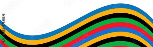 Olympic games colorful banner, fluid wavy flag. Vector illustration