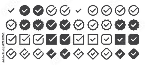 checkmark vector, checkmark icon set, approved symbol, checked checkbox mark, checkmark set, editable line.
