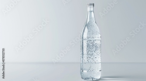 Mineral water glass bottle on white background