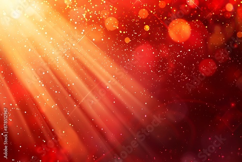Red and Yellow Bokeh Background with Light Rays © Pumapala