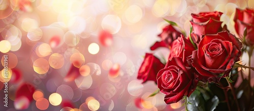 Romantic red roses set against a wedding-themed backdrop, creating a perfect Valentine's Day copy space image.