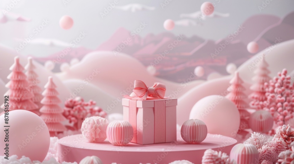 Pink Winter Wonderland with a Gift Pink Winter Wonderland with a Gift