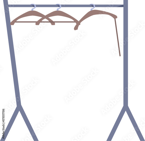 Metal clothes rail with empty wooden hangers, representing fashion, retail, and shopping