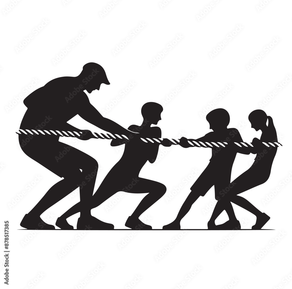 Obraz premium tug of war silhouette vector illustration
