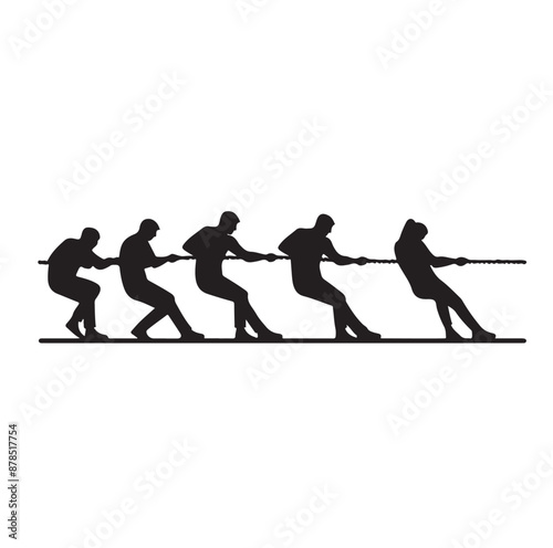 tug of war silhouette vector illustration