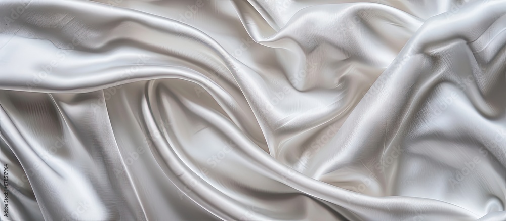Gray satin fabric waves ideal as background or wallpaper with top view. White silk displaying lovely waves suitable as copy space image. Gray satin fabric waves ideal as background or wallpaper with top view. White silk displaying lovely waves suitable as copy space image.