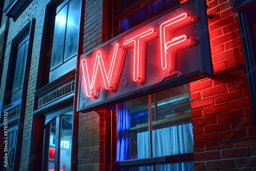 Obraz premium WTF bright colorful neon sign image.