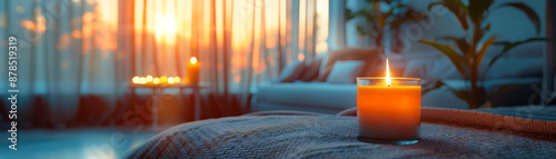 Serene Spa Setting with Candles and Soothing Light photo