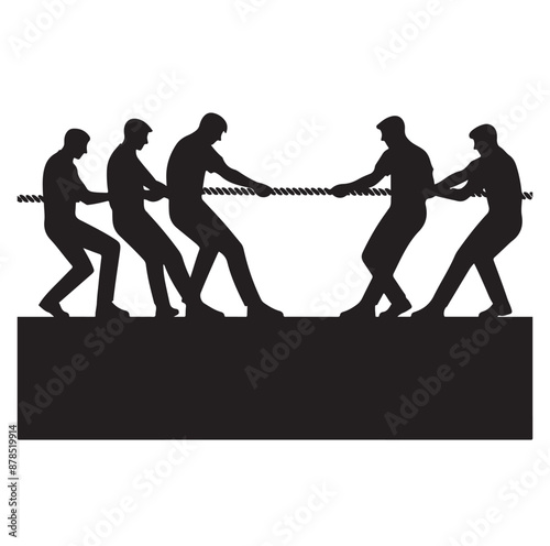 tug of war silhouette vector illustration